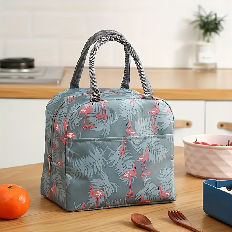 Cartoon Pattern Lunch Bag Insulated Zipper Handbag