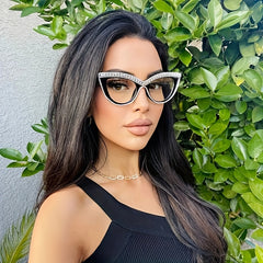 Cat Eye Rhinestone Glasses for Women Party Club Prop