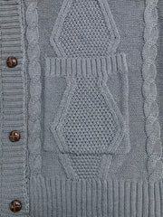 Cable Button Up Hooded Jumper