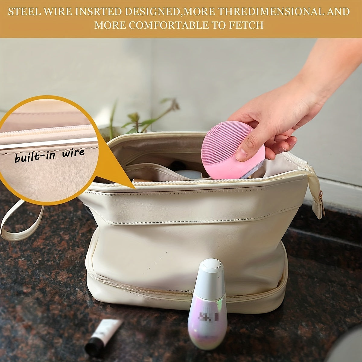 Double Layer Cosmetics Storage Bag Waterproof Makeup Pouch