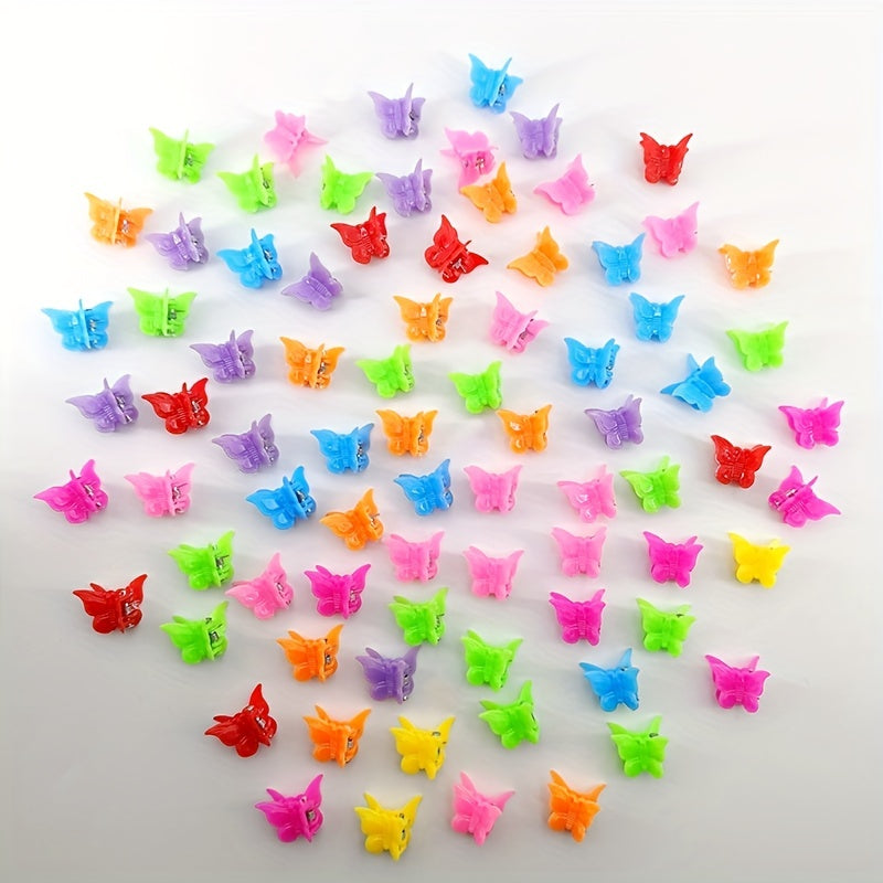 80pcs Small Hair Claw Angle Butterfly Plastic Hair Clip for Girls
