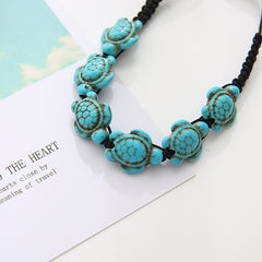 Turquoise Turtle Beaded Braided Bracelet