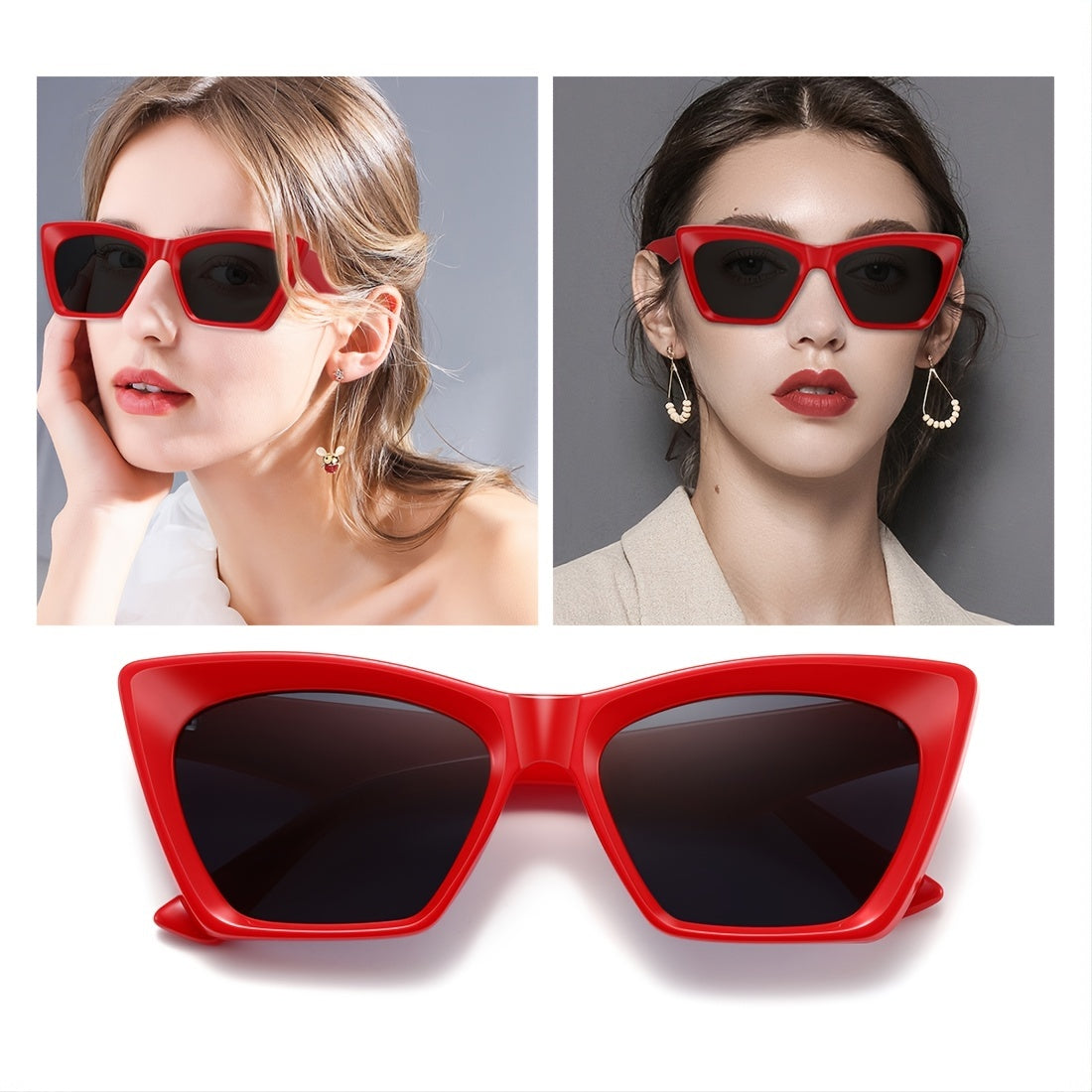 Y2K Cat Eye Sunglasses Vintage Ladies Oversized Square Anti UV Beach