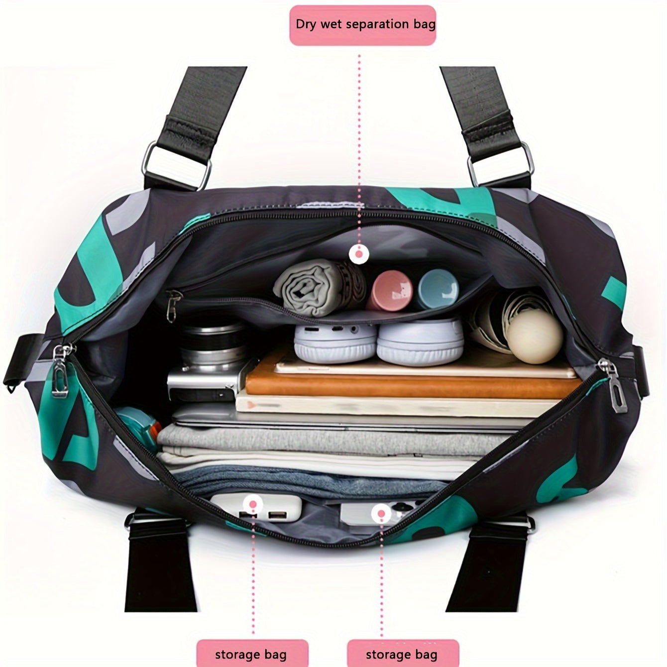 Women's Large Capacity Duffel Bag with Wet/Dry Separation