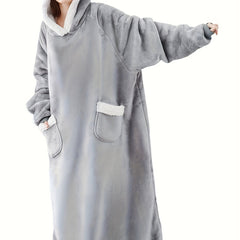  Flannel Lounge Robe Hooded Winter Fleece Blanket