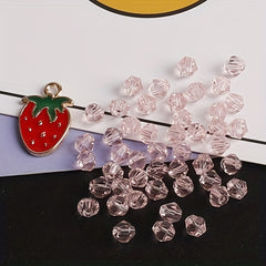Pink Rhombus Crystal Glass Beads for DIY Jewelry
