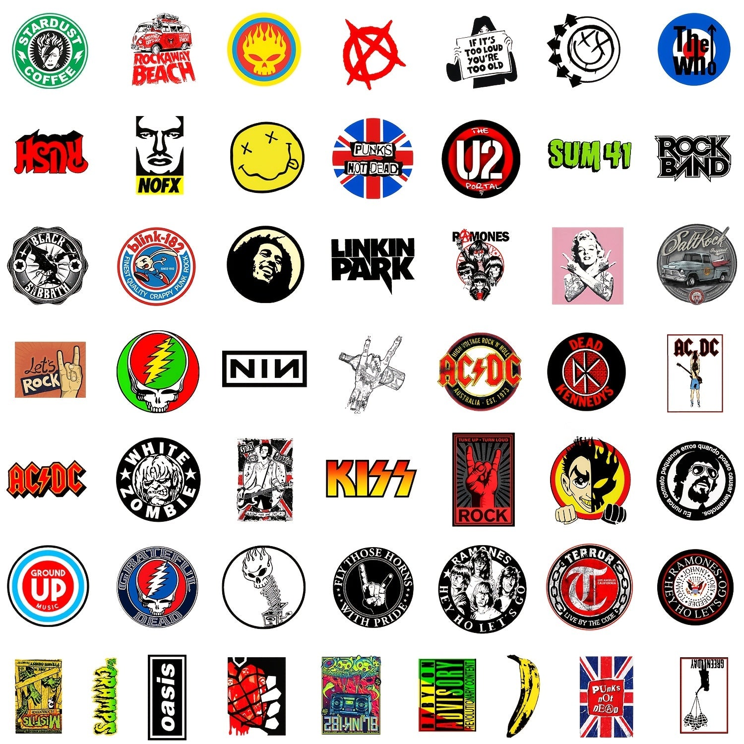 100Pcs Music Themed Waterproof Stickers for Adults & Teens