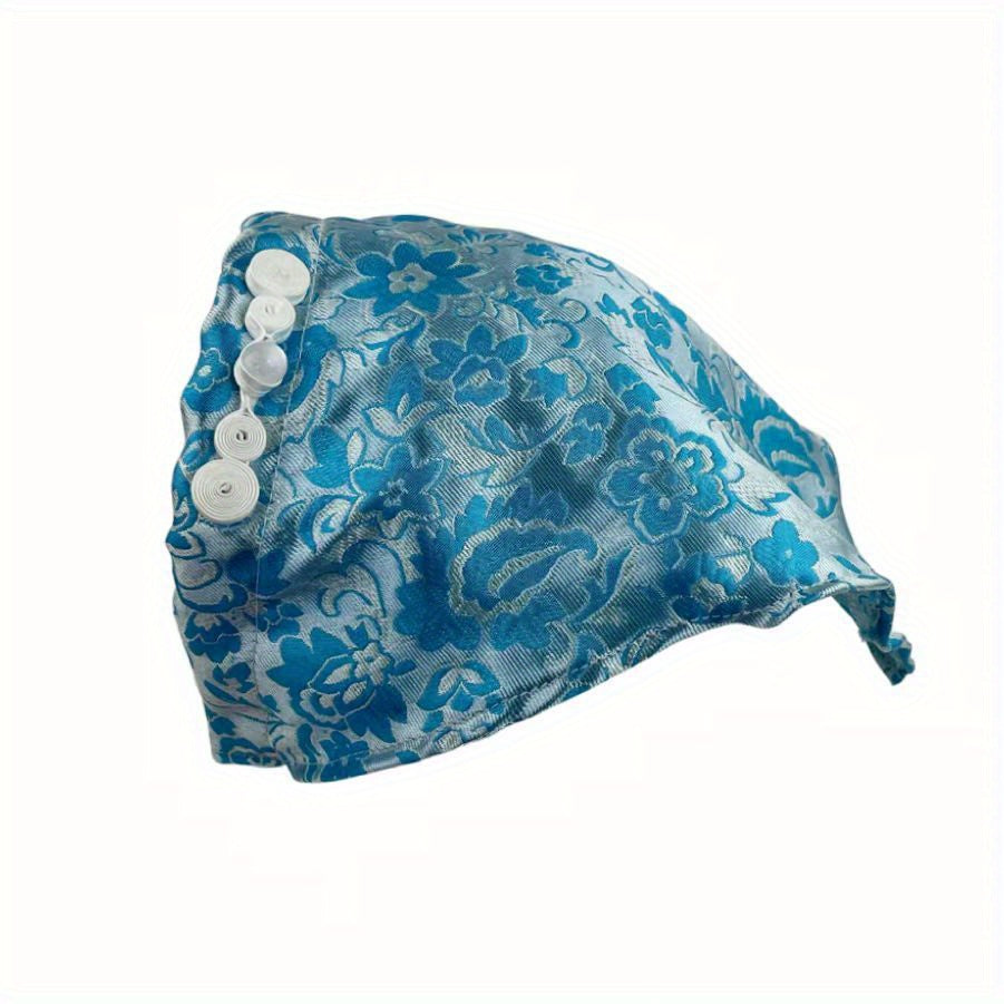 Satin Flower Jacquard Head Scarf Vintage Bandanas Hairband Y2K Headwrap