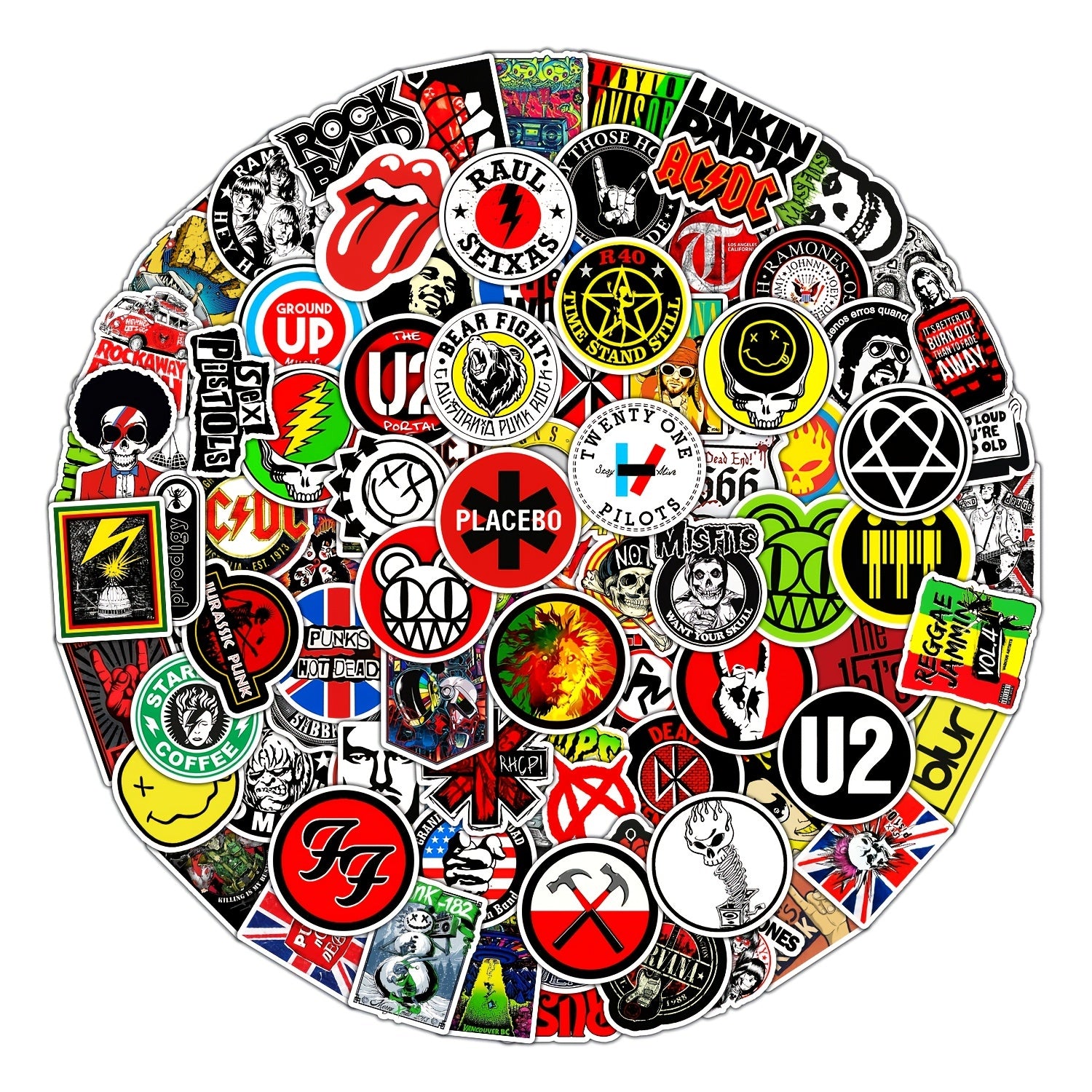 100Pcs Music Themed Waterproof Stickers for Adults & Teens