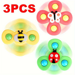 3Pcs Baby Bath Toys Sucker Spinner Suction Cup Rattles Fidget Educational Toys