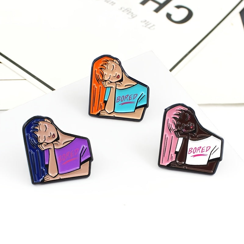 Zinc Alloy Cartoon Girl Brooch