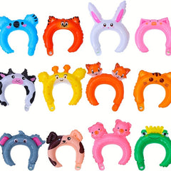 24 Packs Inflatable Animals Headband Zoo Safari Balloons Hat Jungle Theme