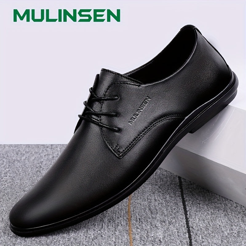 Men's Pointed Toe Leather Lace up Oxford Shoes Soft Sole