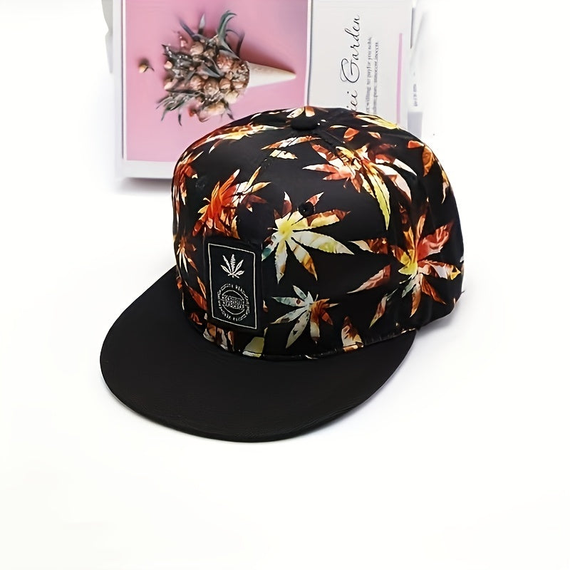 Leaf Print Hip Hop Snapback Hat Unisex Baseball Cap Lightweight