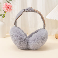Winter Women Outdoor Earmuff Bowknot Thick Plush Ear Warm Fluffy Ear Bag