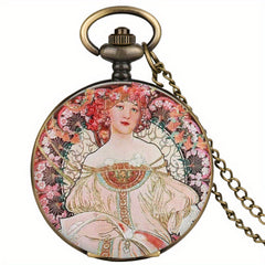 Vintage Flip Open Face Watch Goddess Quartz Clock For Men Women