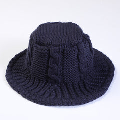 Cable Pattern Coldproof Thermal Women Knit Bucket Hat