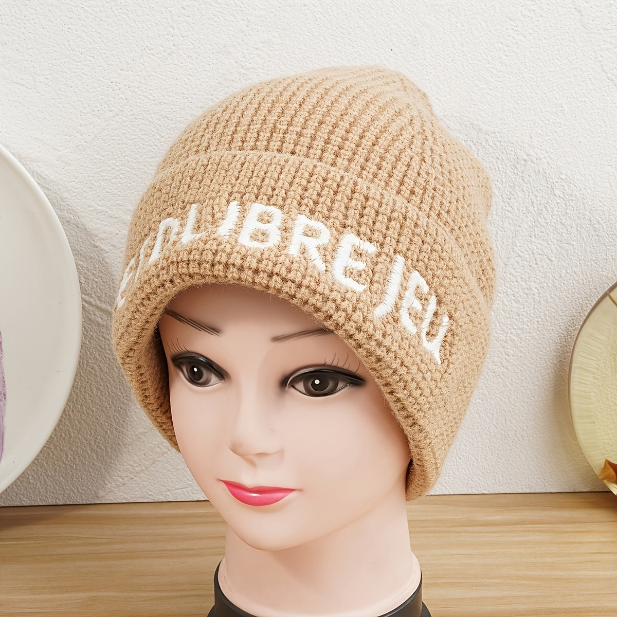 Casual Letter Embroidery Knitted Hat Autumn Winter
