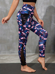 Women's Camo Print Butt Lifting Yoga Leggings Mesh Pocket Activewear