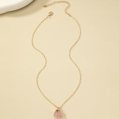 Irregular Crystal Stone Pendant Necklace 14k Plated Women's Necklace