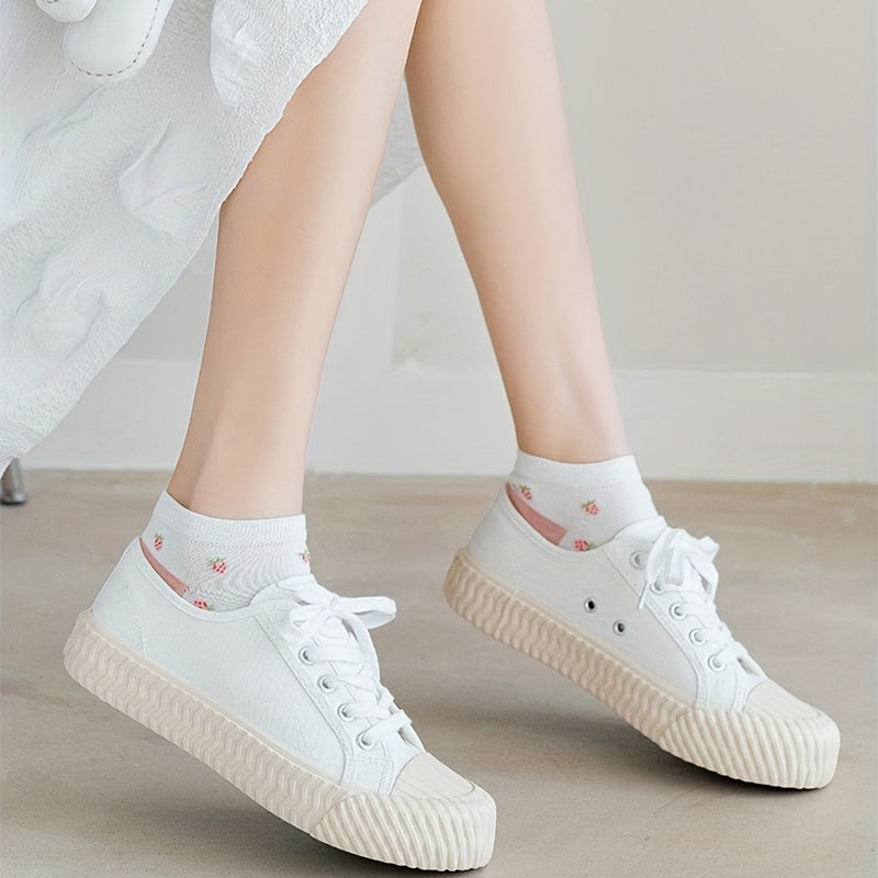 5 Pairs Floral Print Low Cut Ankle Socks Women's Stockings