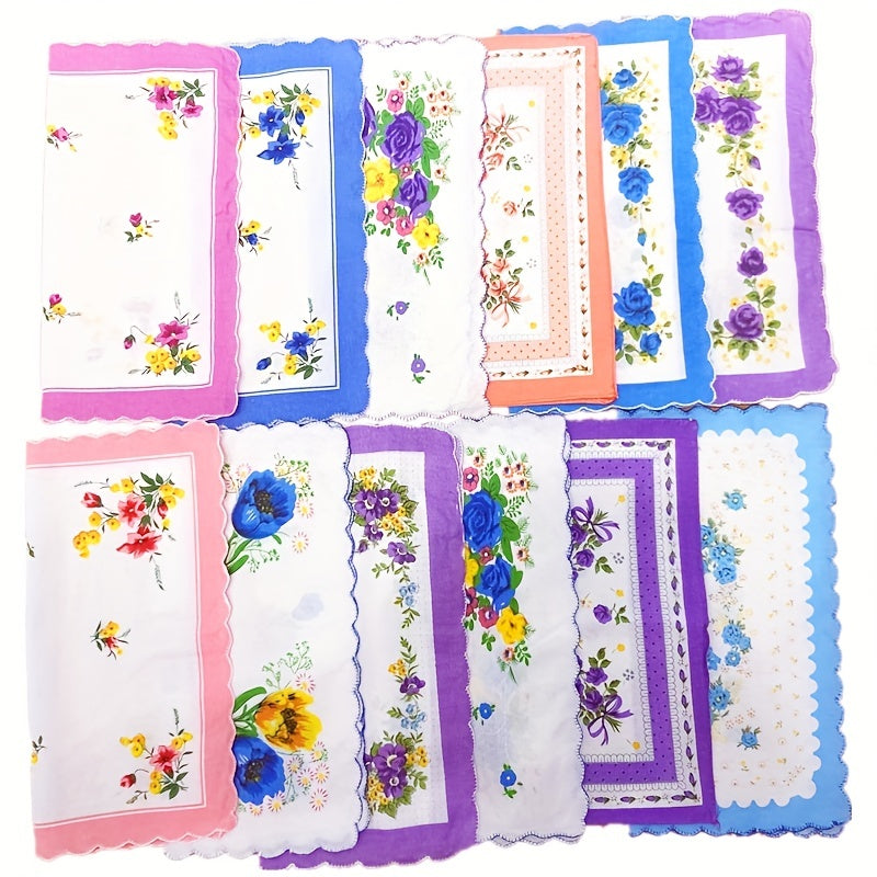 12 Pcs 11" Classic Flower Handkerchief Set for Men