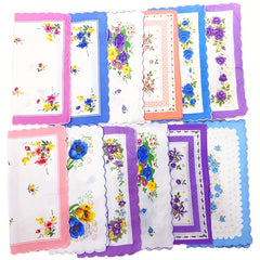 12 Pcs 11" Classic Flower Handkerchief Set for Men