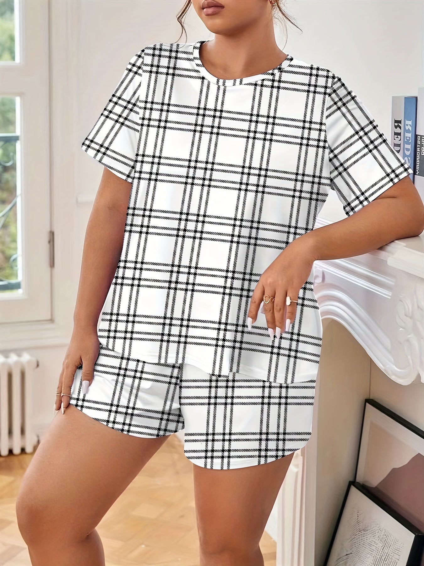  Plaid Tee & Shorts 2pcs Set