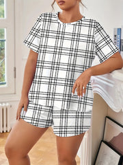 Plaid Tee & Shorts 2pcs Set