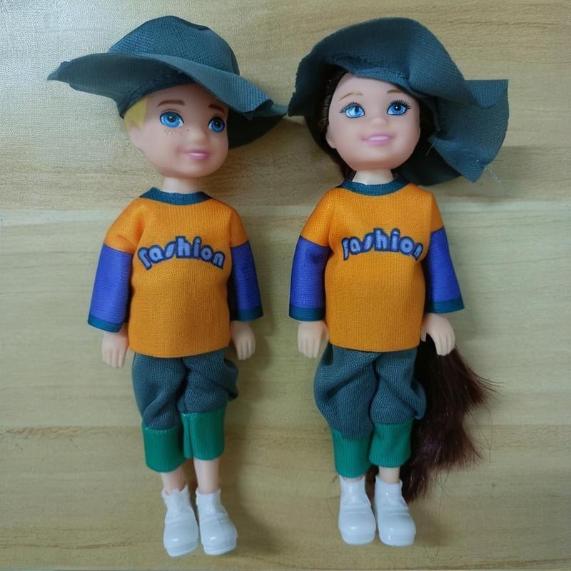 2pcs Mini Dolls with Matching Clothes Ideal for Dollhouse Perfect Birthday Gift