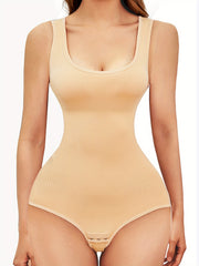 Solid Shaping Bodysuit Crew Neck Tummy Control Slimming Body Shaper