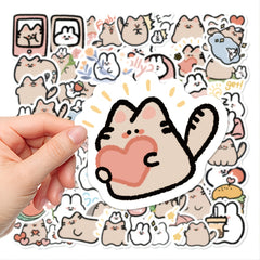 60pcs Cartoon Bunny Kitten Graffiti Stickers for DIY Projects