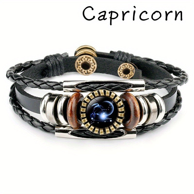 12 Constellation Beaded Leather Bracelets