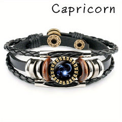 12 Constellation Beaded Leather Bracelets