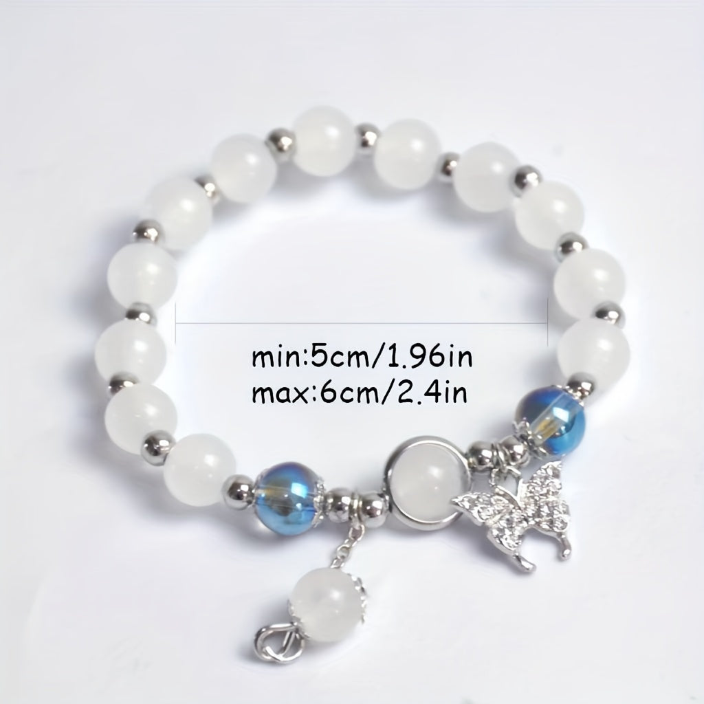 Butterfly Charm Beaded Bracelet for Girls Adjustable Bracelet