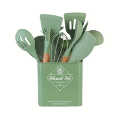 14pcs Non Stick Silicone Utensil Set with Storage Bucket Holder