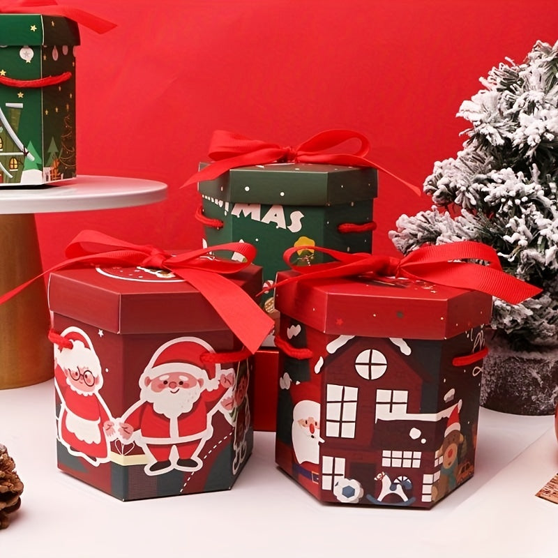 1pc Christmas Treat Boxes 3D Xmas Goodie Boxes Christmas Holiday Party Favor