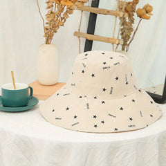 Star Print Bucket Hat Wide Brim Sunshade UV Protection Casual Travel Beach Hats