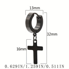 Stainless Steel Cross Drop Earrings
