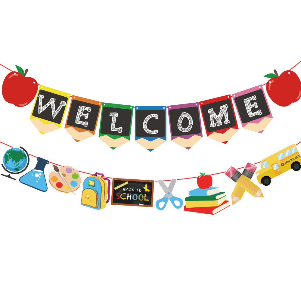School Season Back To School Letter Pull Flag Party Decoration