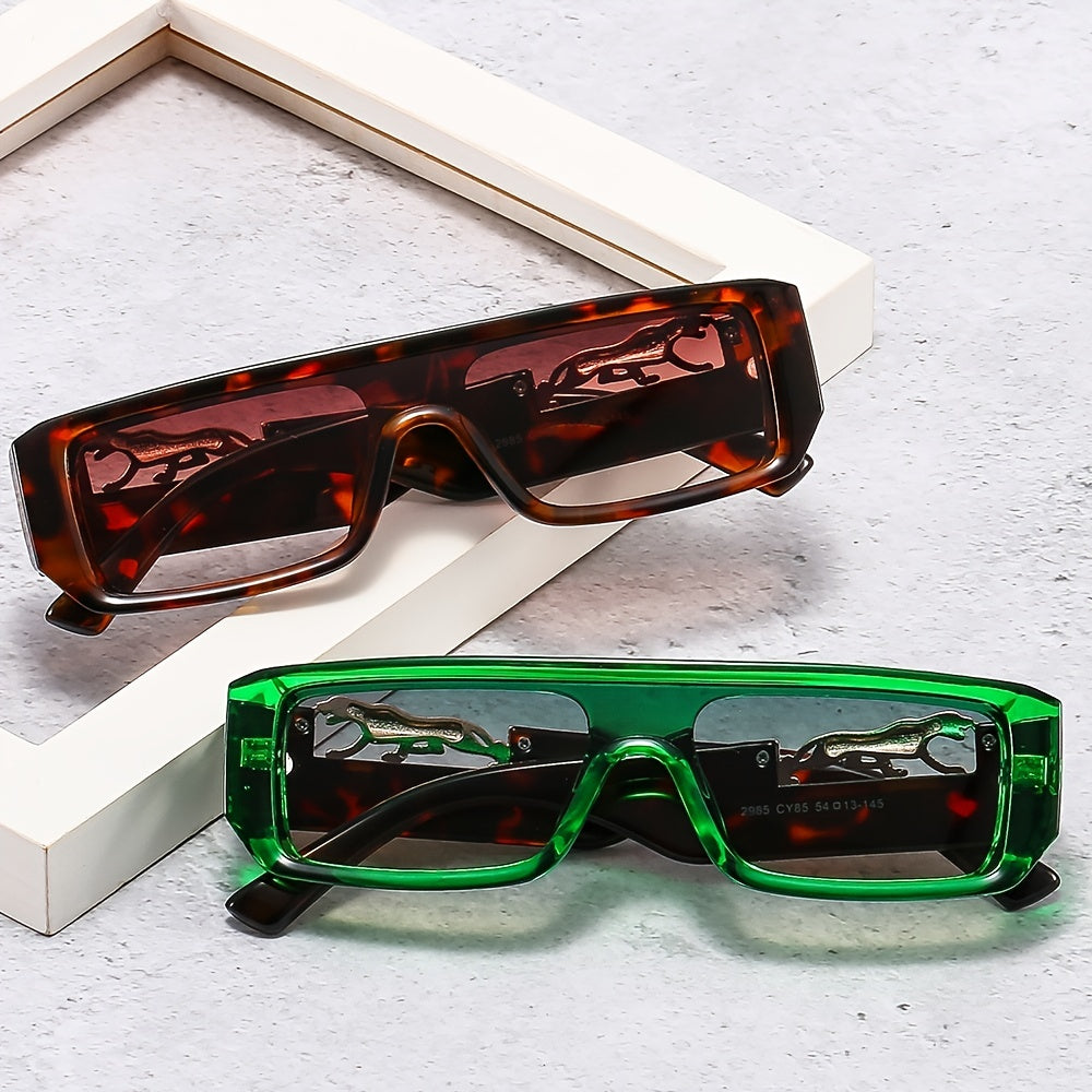 Leopard Decoration Square Frame Retro Sunglasses
