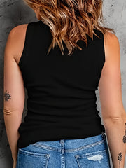  Basic Tank Top Women's Plus Plain Round Neck Medium Stretch Tank Top