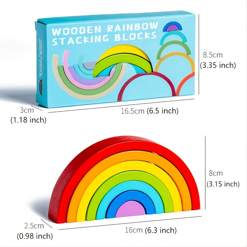 Montessori Arch Bridge Rainbow Building Blocks - Educational Wooden Toys