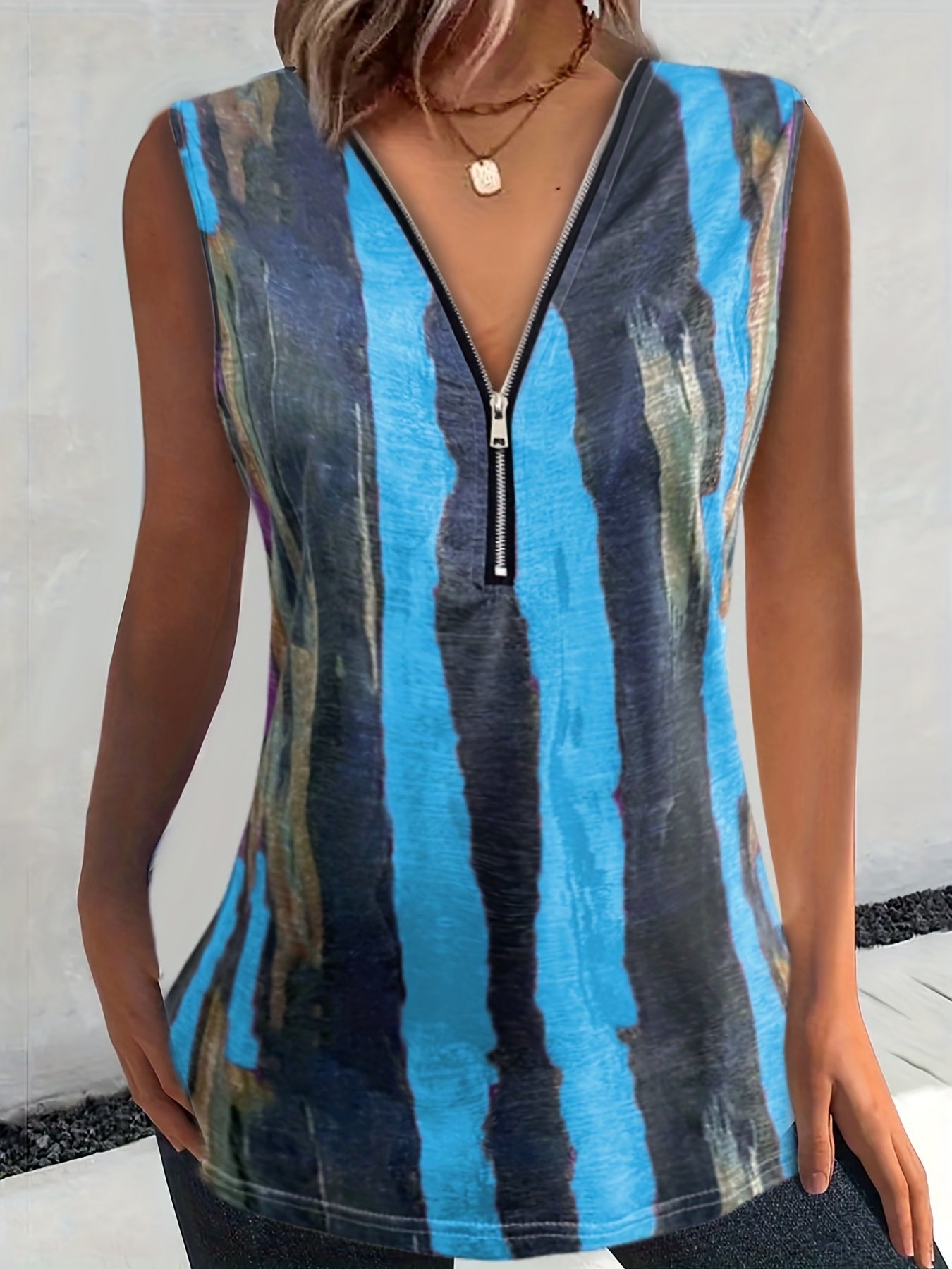Striped Tank Top Casual Sleeveless Summer Top Women's Clothing