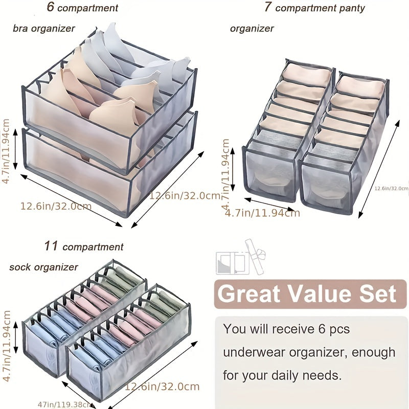 Grid Storage Box for Underwear, Socks, and Bras - Home and Bedroom Organizer