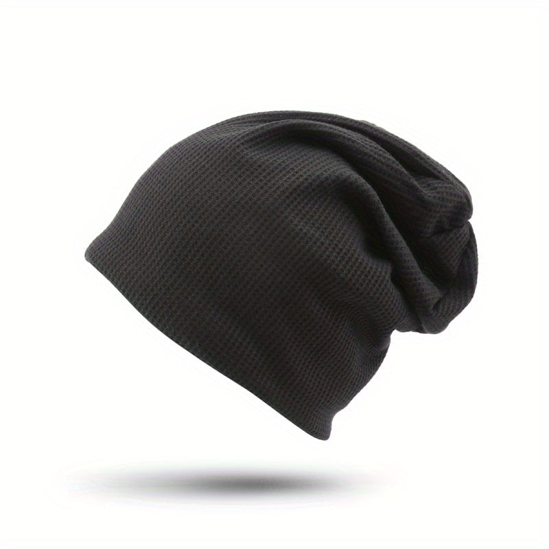 Embossed Solid Lightweight Slouchy Skull Cap Unisex Couple Knitted Beanies
