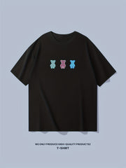 Cotton Bear Print Men's Graphic Crew Neck T shirt for Summer