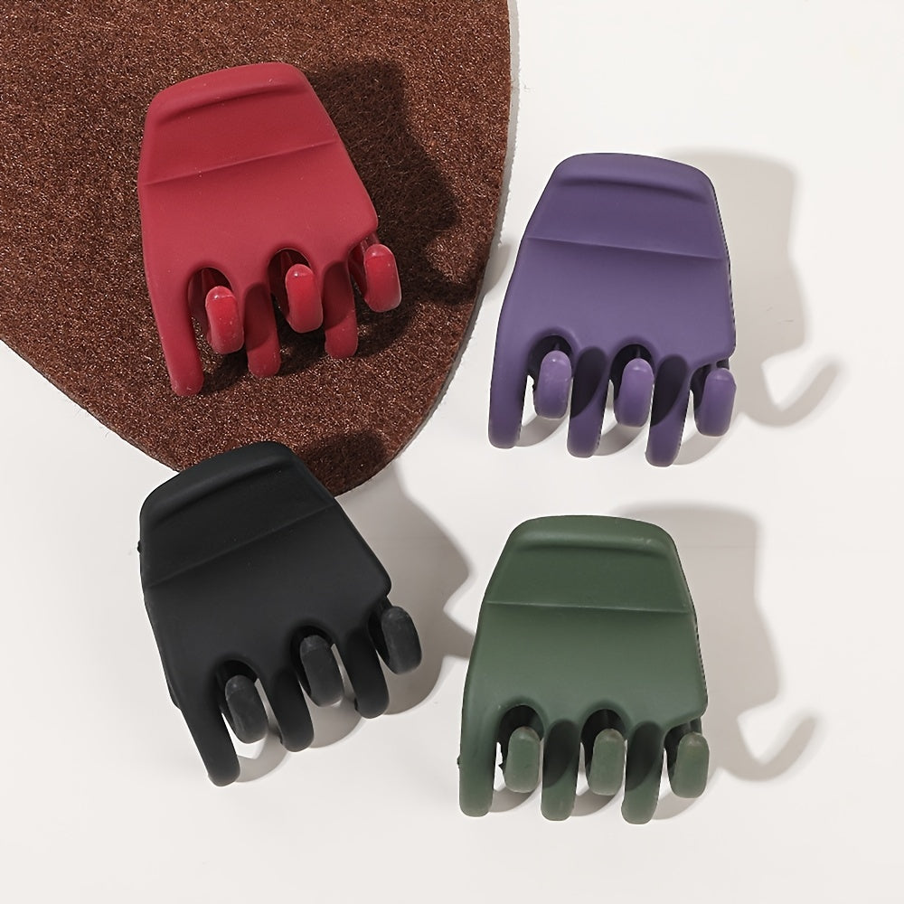 4pcs Small Hair Claw Clips Strong Hold Matte Octopus Vintage Jaw