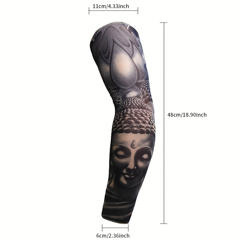 Men's Buddha Pattern Sun Protection Sleeves for Outdoor Travel