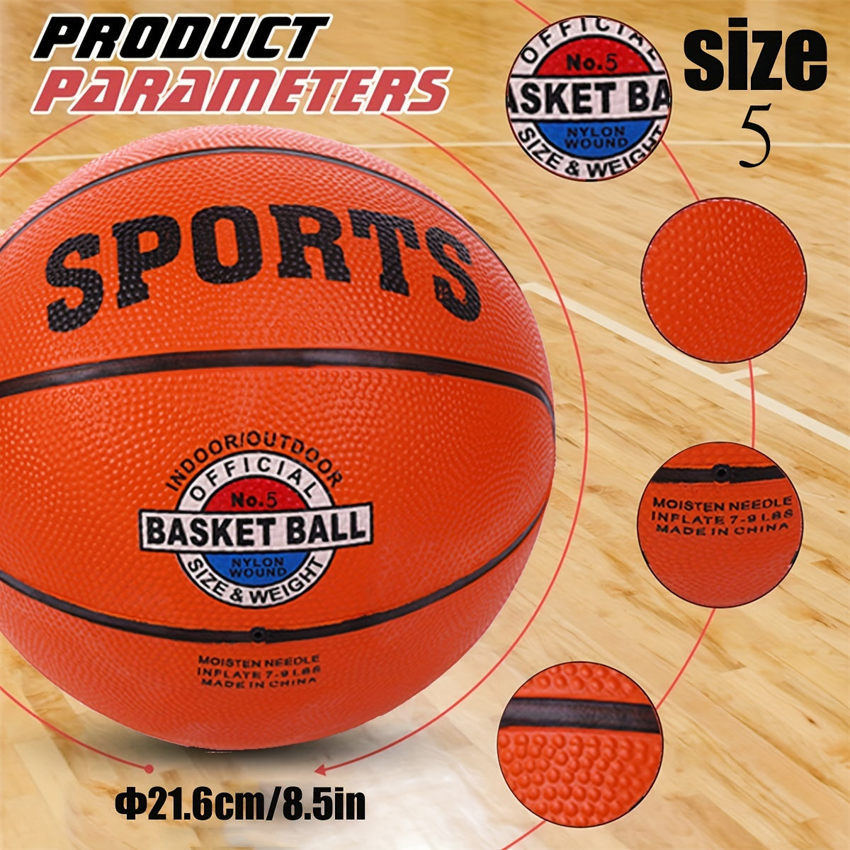 Rubber Basketball Size 3 5 7 Competition Training